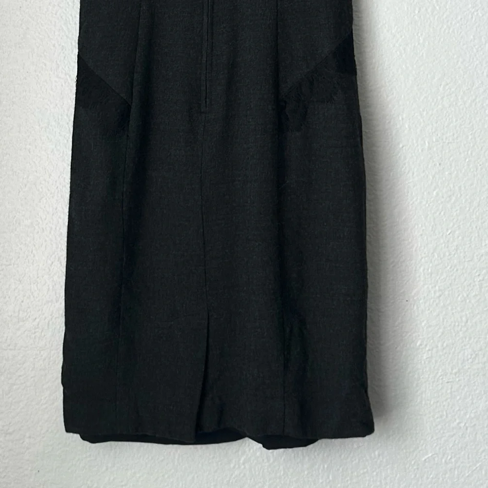 Rebecca Taylor Dark Gray Dress Black‎ Lace Trim sheath dress Size 2